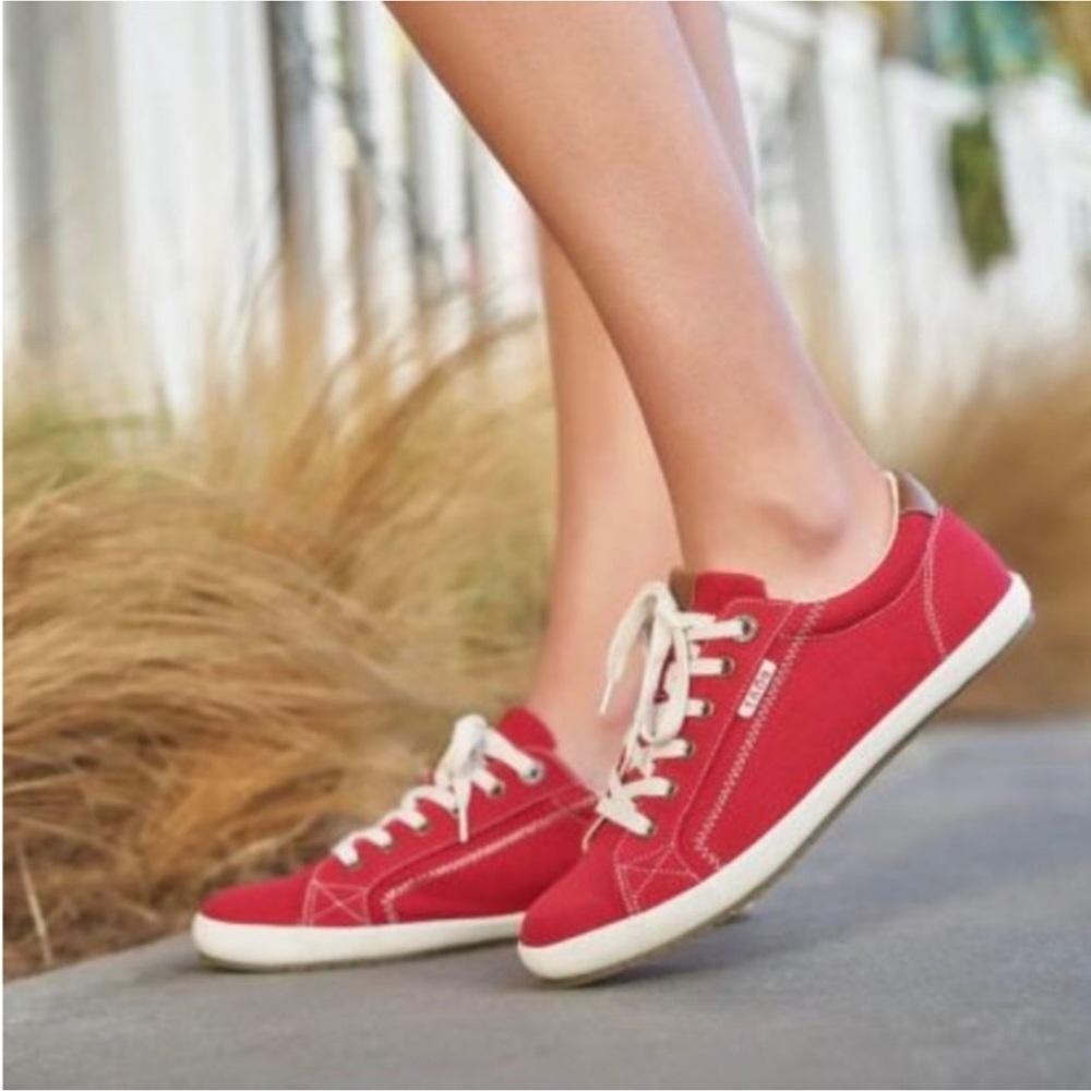 Taos Footwear Red Canvas Lace-Up Sneakers